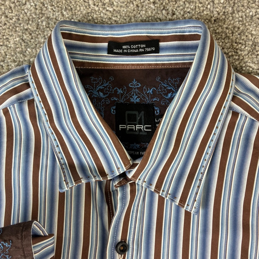Parc 81 Mens Striped Long Sleeve‎ Button Up Dress Shirt Size L / 16 1/2